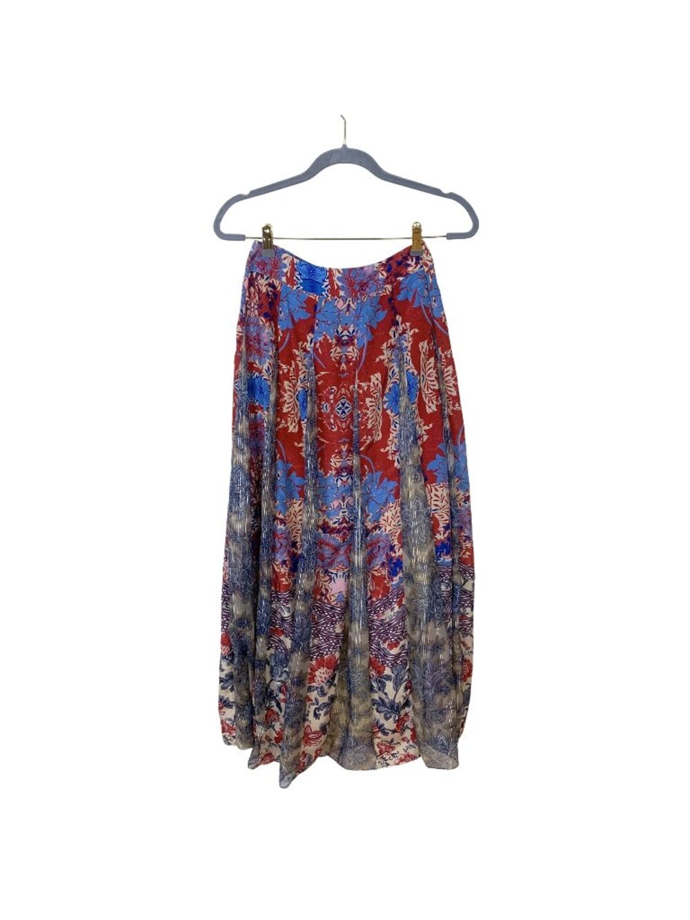 Hemant & Nandita Womens Full Skirt XS Red Blue Floral Maxi India Wedding